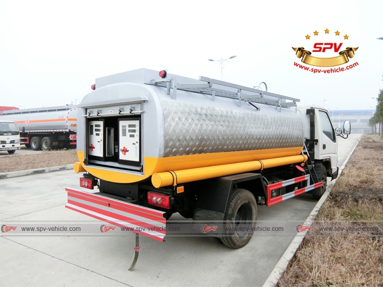 Rear Left Side View of Stainless Steel Fuel Tanker Rear Left Side View of Stainless Steel Fuel Tanker